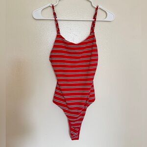 Jun & Ivy Dry Goods Red Striped Body Suit
